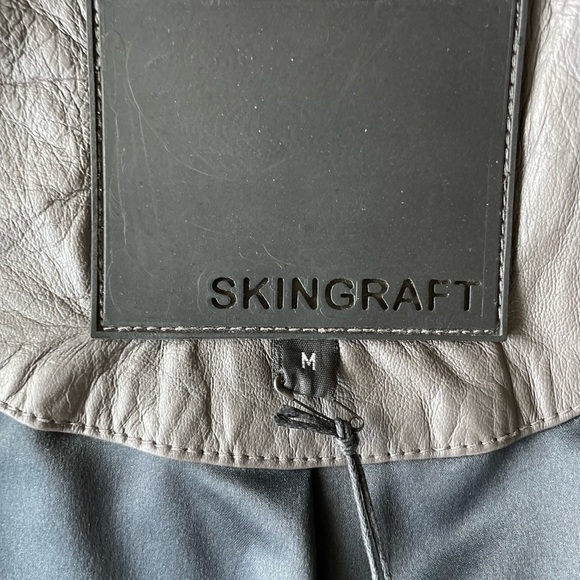 Skingraft New With Tag Rare Leather and Cotton Grey Vest - Picture 5 of 9